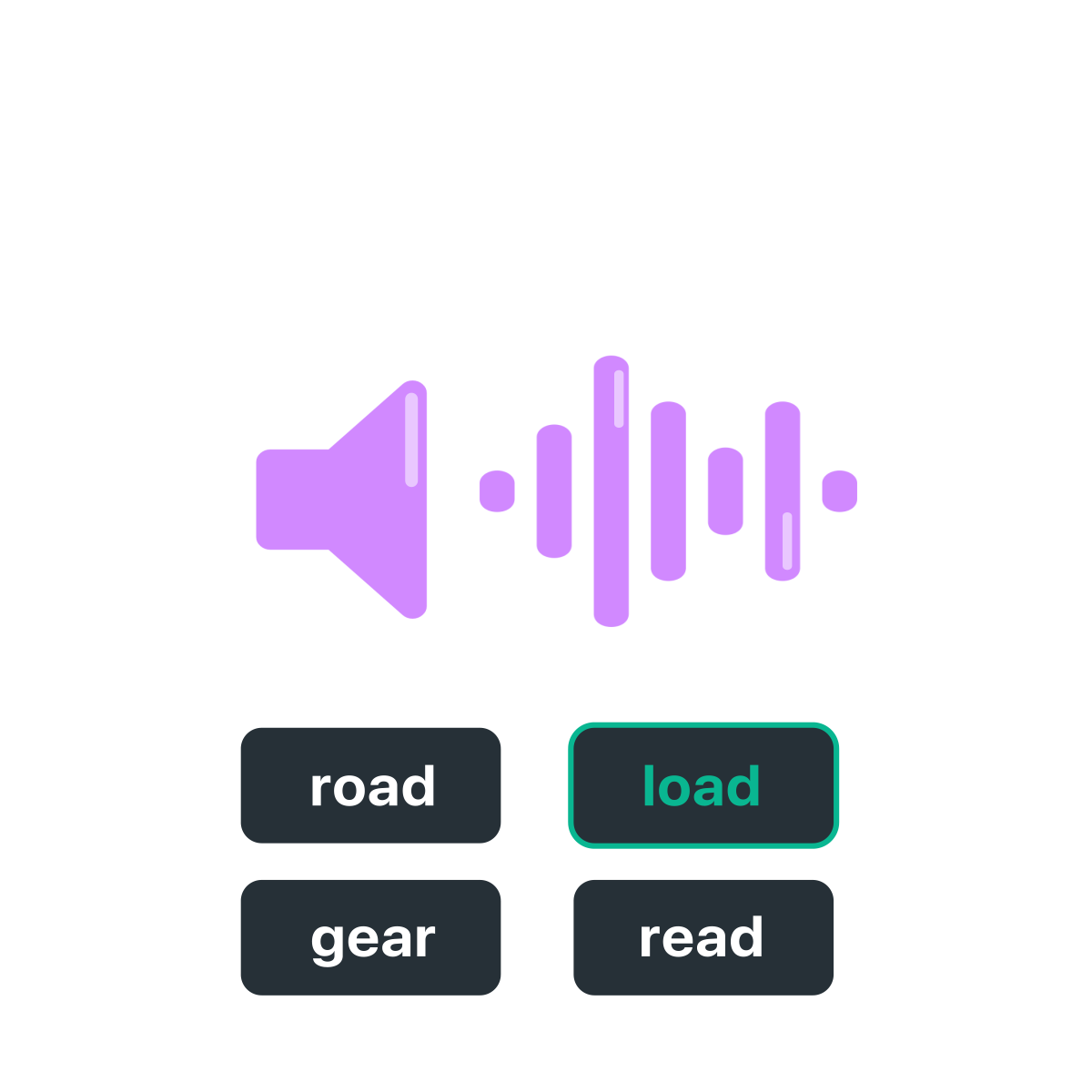 Hear It — listen to an English word and write or pick what you heard